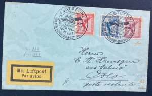 1927 Stettin Germany First flight Airmail Cover FFC To Oslo Norway