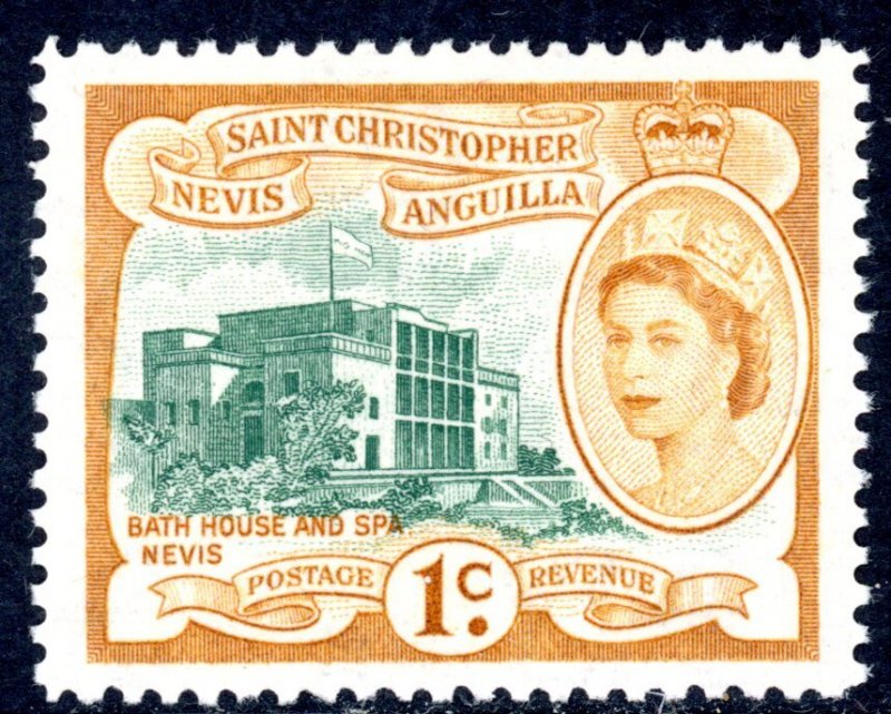 St. Kitts Nevis 121 MH 1954 1c ocher