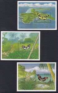 St Vincent Grenadines 894-896 Butterflies Souvenir Sheets MNH VF