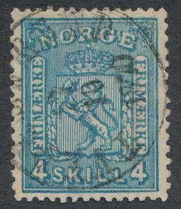 NORWAY 14 USED, VF, LIGHT CDS CANCEL, 4 S,