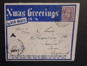 1900s Middle East Xmas Greetings Field PO to Newton England Folded Letter Card