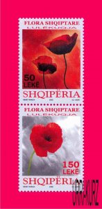 ALBANIA 2008 Nature Flora Plants Flowers Poppy 2v se-tenant Sc2859 MNH