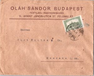 Hungary 40f Parliament Buildings 1922 Budapest 62 to Meerane, Germany.  Corne...