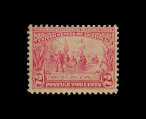 U.S. Scott# 329  1907 2c rose red  Founding of Jamestown   mint-nh-   f-vf