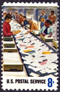 SC#1491 8¢ Postal Employees: Letter Facing on Conveyor Belt Single (1973) MNH