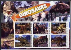 Somalia 2003 Dinosaurs large imperf sheetlet containing 6...