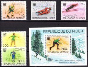 Niger 1976 INNSBRUCK OLYMPICS Set (5) + S/S Perforated Sc#347/349+C266/68 MNH