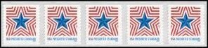 U.S.#5832 Radiant Star 10c Coil Strip of 5 w/Count # on back, MNH.  NOT PNC