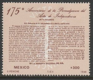 MEXICO 1570, ACT OF INDEPENDENCE, 175th ANNIVERSARY, MINT, NH. VF.