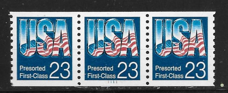 United States 2607 USA Pre-Sorted First Class PNC Strip of 3 Plate 1111 MNH