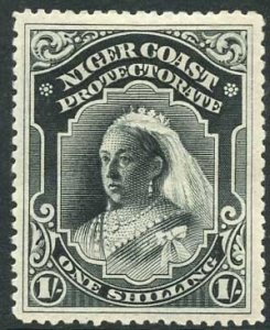 Nigeria SG56 1/- black perf 15 No Wmk m/m (small gum thin)