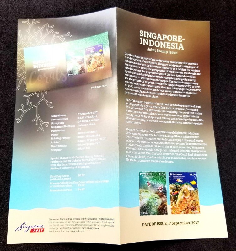 *FREE SHIP Singapore Indonesia Joint Issue Coral 2017 Fish Reef Marine Life (FDC