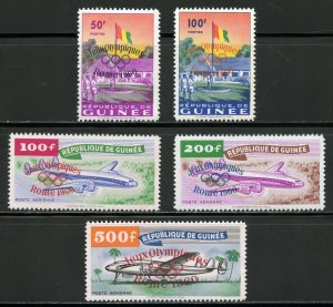 Guinea Scott 201-202,C24-C26 MNHOG - 1960 Rome Olympics Overprints - SCV $92.25