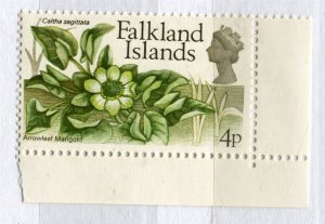 FALKLANDS; 1972 early Flowers issue fine MINT MNH Marginal 4p. value