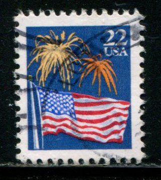 2276 US 22c Flag and Fireworks, used