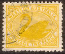 Western Australia sc#91 1905 2p Swan yellow used