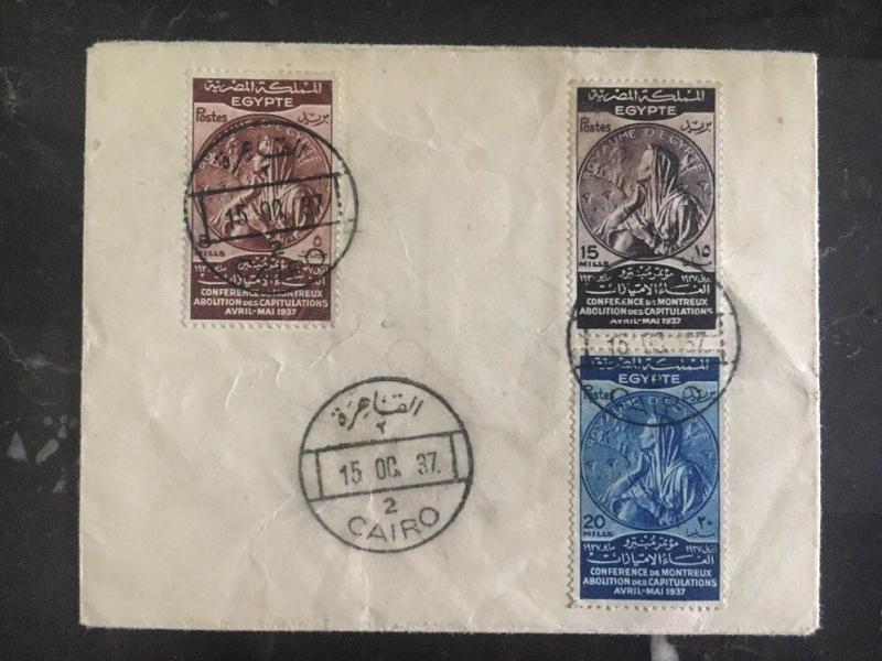 1937 Cairo Egypt First Day Cover FDC Stamps # 217-19