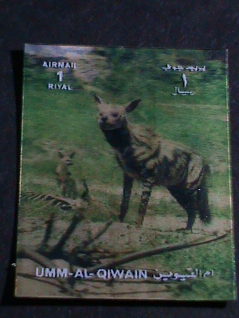 ​UMM AL QIWAIN STAMP-COLORFUL 3D STAMP-WOLF MINT STAMP- VERY FINE