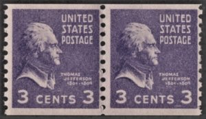 US 842 MNH VF 3 Cent Thomas Jefferson Pair