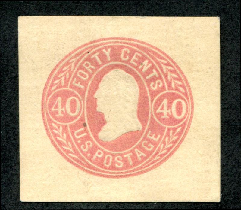 U.S. U73 Cut Square, 40c Rose, Buff