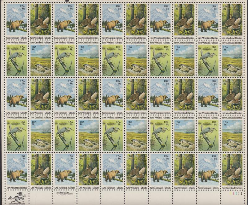 US #1921-24  Wildlife Habitat Preservation  Full sheet of 50-MNH