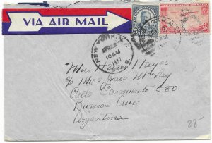 US #557, C22. used on Air Mail envelope.  1937. Postal History.  Nice.