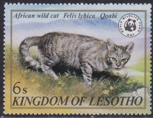 Lesotho # 351, WWF - African Wild Cat., NH, 1/2 Cat.