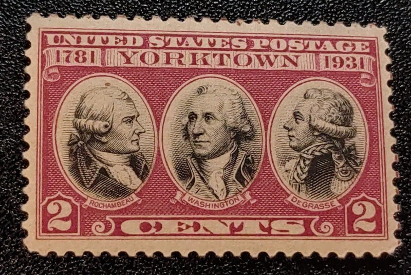 # 703b 2c Dark Lake & Black 1931 Yorktown Stamp, Mint NH Gem OG. SCV $750