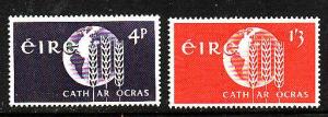 Ireland-Sc#186-7-unused hinged set-Wheat Emblem &  Globe-Freedom from Hunger-196