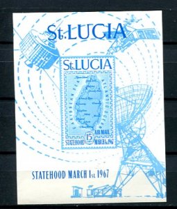 Map of St.  Lucia 1967 Sc C1 Imperf Souvenir Sheet Cv $50 7595