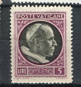 VATICAN; 1945 early Pictorial issue fine Mint hinged 5L. value