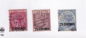 GIBRALTAR # 23-25 VF-USED Q/*VICTORIAN ISSUES CAT VALUE $34.25