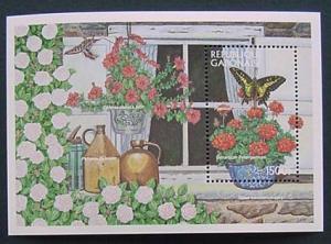 Gabon, Scott 893, MNH, Flowers and Butterflies