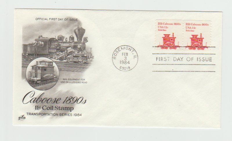 1905 Transportation Series Coil 11c RR Caboose FDC First Day Cover Artcraft