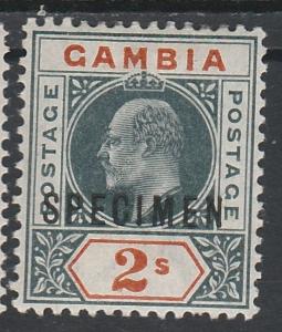 GAMBIA 1902 KEVII SPECIMEN 2/- WMK CROWN CA