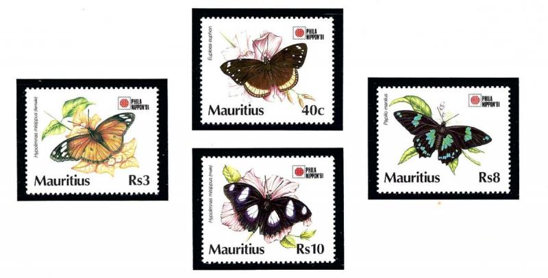 Mauritius 739-42 MNH 1991 Butterflies