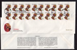 1994 Christmas booklet pane Sc 2872a plate number P4444 Fleetwood jumbo