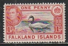 1938 Falkland Islands - Sc 85 - MNH VF - 1 single - King George VI - Swan