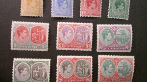 St. Kitts Nevis 1938-1948 Scott# 79-88b MNH VF-XF set of 10 Perf. 14 complete