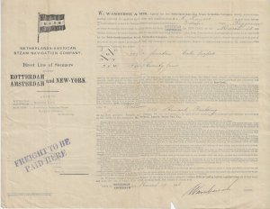 1896 - Shipping 88 bales of Dutch paper to NY - Ephemera 1122