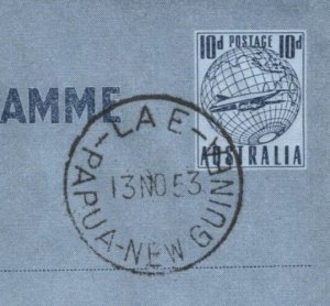 AUSTRALIA USED PAPUA NEW GUINEA AIR LETTER Postal Stationery Lae 1953 KA622