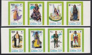 Ajman M # 238-245, National Costumes, Imperf Set, NH