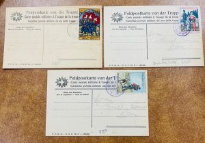 Switzerland   soldier  stamp on  3 covers   WW1 Art nouveau style