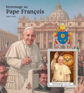 C A R - 2025 - Tribute to Pope Francis - Perf Souv Sheet - Mint Never Hinged