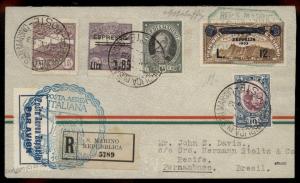 San Marino 12L Graf Zeppelin Italy Flight 2nd South America Rome Reg Cover 91872