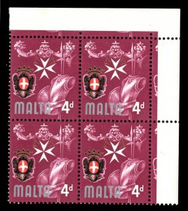 MOMEN: MALTA SG #336a 1965-70 KNIGHTS OF MALTA SILVER OMITTED MNH OG LOT #67625*