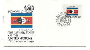 United Nations #383 Flag Series 1982, Swaziland, Artmaster, FDC