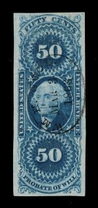 EXCELLENT GENUINE SCOTT #R62a F-VF 1862-71 BLUE 1ST ISSUE PROBATE OF WILL IMPERF