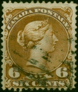 Canada 1870 6c Yellow-Brown SG59b Fine Used