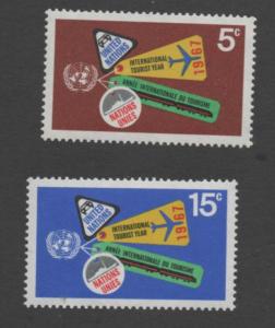 SCOTT  175-176   singles  MNH  UN NEW YORK  1967